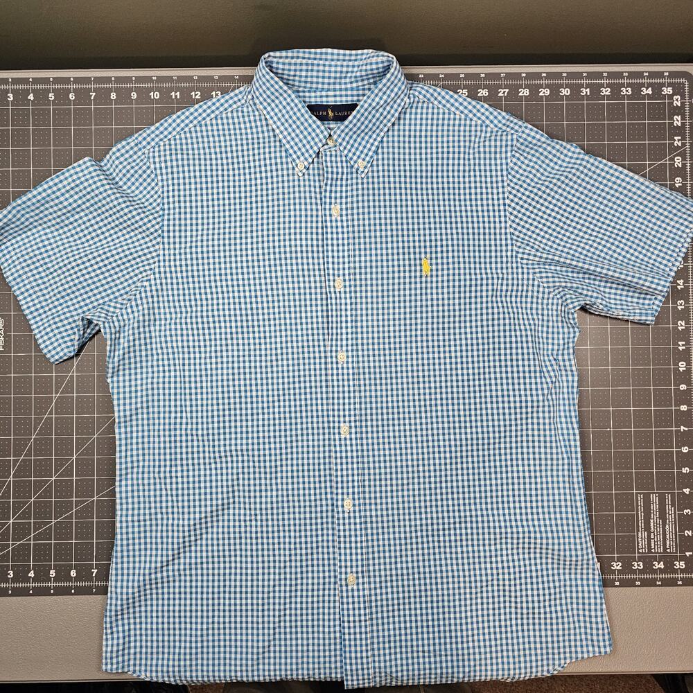 Polo Ralph Lauren Shirt Large Seersucker Check Plaid Lightweight Preppy Academia